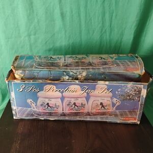 Vintage Porcelain Jar Set/w Rack